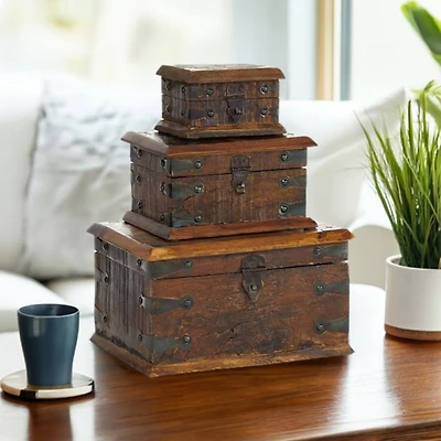 Brown Recycled Wood Rustic Box Set