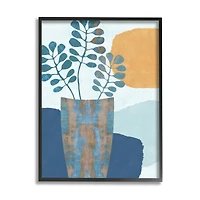 Stupell Industries Western Eucalyptus Plant Vase Orange Sun in Frame Wall Art