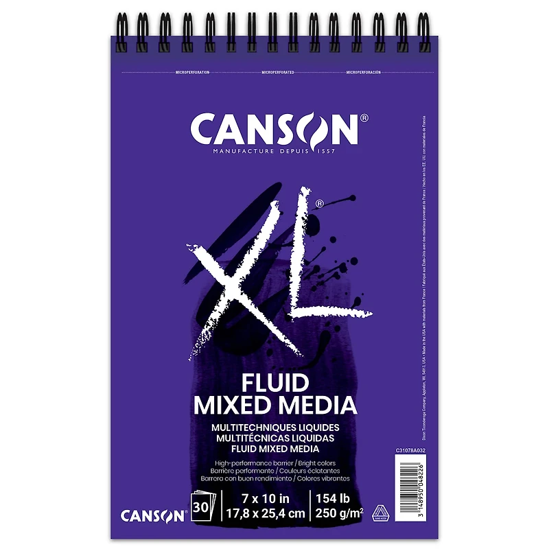 Canson® XL® Fluid Mixed Media Paper Pad, 7" x 10"