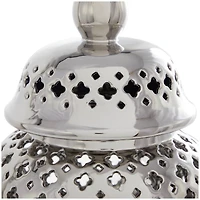 17.75" Silver Open Style Ceramic Decorative Urn