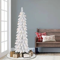 4ft. Pre-Lit White Artificial Alpine Pencil Tree, Clear Lights