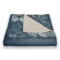 Indigo Panel Coral Fleece Blanket