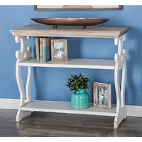 White Farmhouse Wood Console Table, 32" x 38"