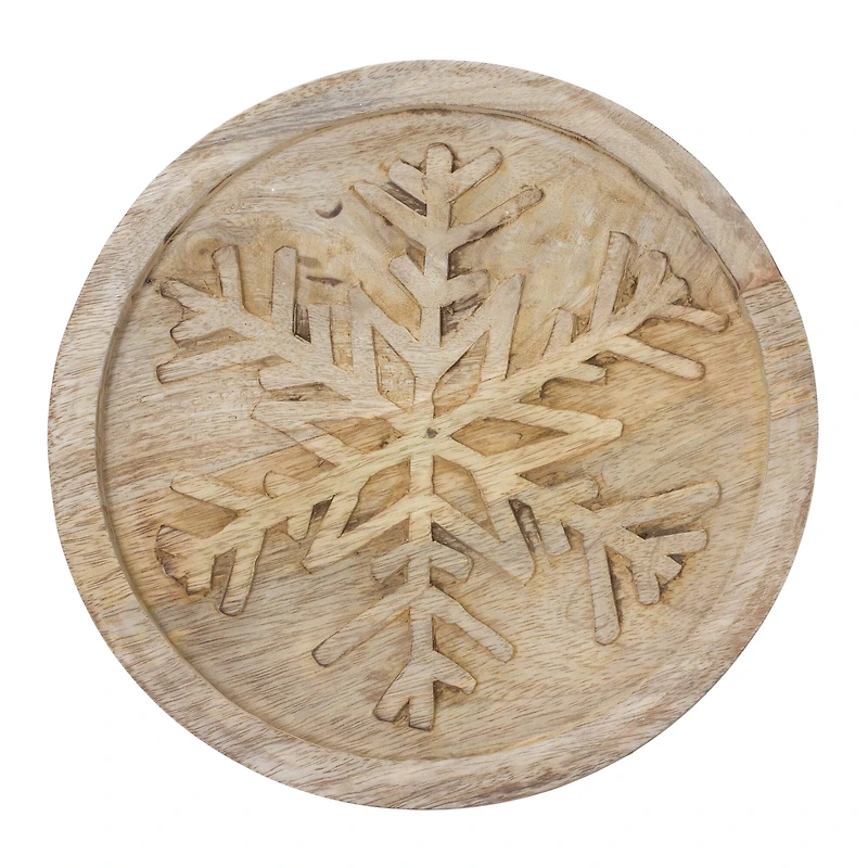 Tree & Snowflake Natural Wood Holiday Trivet Set