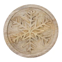 Tree & Snowflake Natural Wood Holiday Trivet Set