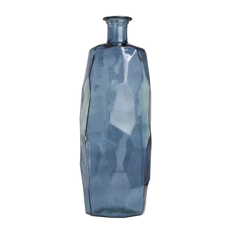 29" Blue Recycled Glass Tall Spanish Bottleneck Vase