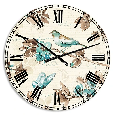 Designart 'Beige Bird Wings Traditional Wall Clock
