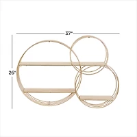 Gold Metal Contemporary Wall Shelf, 26" x 37" x 6"