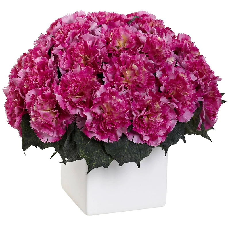 11" Dark Pink Carnation Arrangement with Vase
