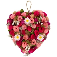 10.25" Mixed Floral & Berries Artificial Valentine's Day Heart Wreath