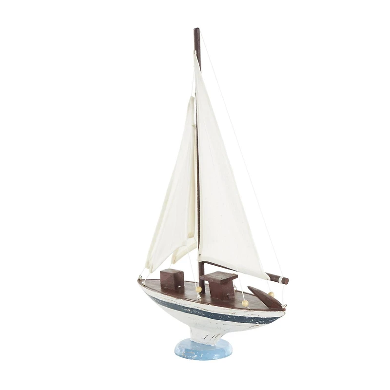 21" White Distressed Sail Boat Sculpture