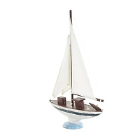 21" White Distressed Sail Boat Sculpture