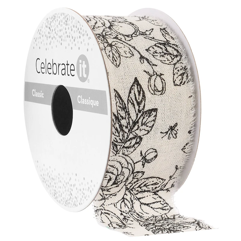 1.5" x 3yd. Natural Rose Cotton Ribbon by Celebrate It™ Classic