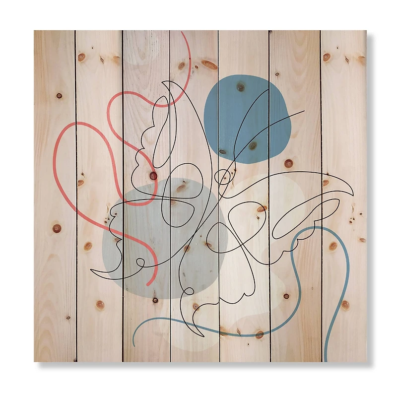 Designart - Butterfly One Line Drawing On Cubism Shapes I