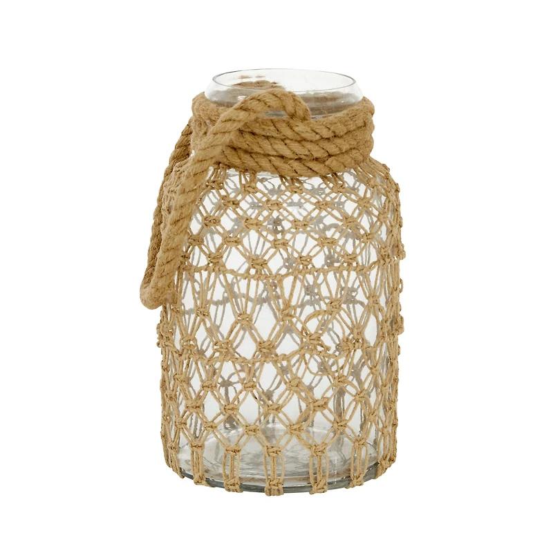 The Novogratz Brown Glass Coastal Lantern, 12" x 7" x 8"