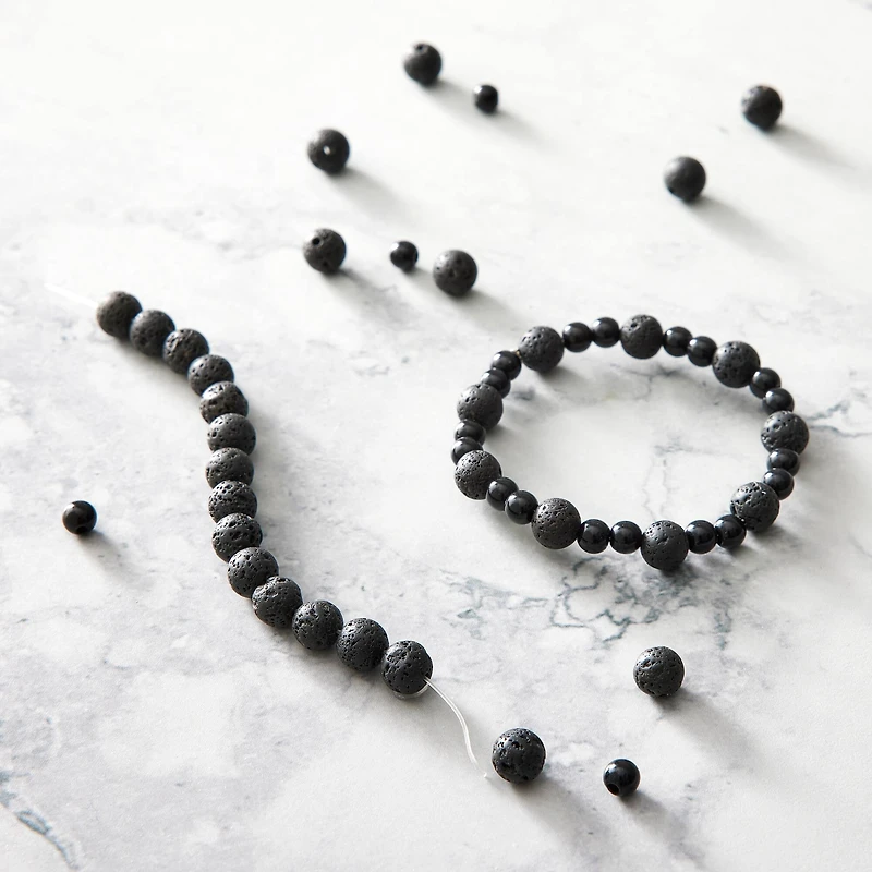9 Pack: Black Lava Round Beads, 8mm by Bead Landing™