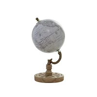 9" Brown Metal & Wood Traditional Globe