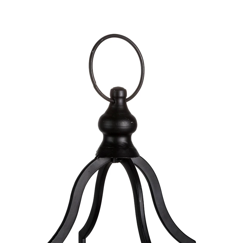 16.5" Modern Farmhouse Black Metal Candle Lantern