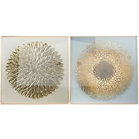 CosmoLiving by Cosmopolitan Gold Porcelain Scales Starburst Framed Wall Art with Gold Aluminum Frame Set of 2 32", 32"