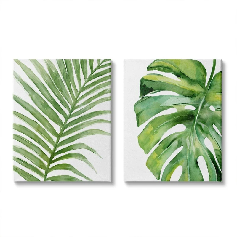 Stupell Industries Tropical Green Palms Canvas Wall Art Set