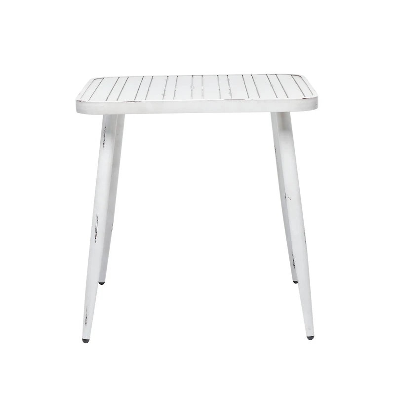 White Aluminum Farmhouse Outdoor Dining Table, 30" x 30" x 30"