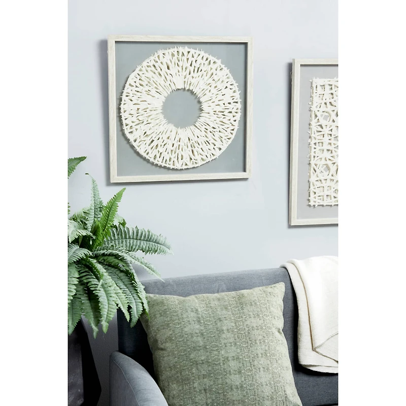 White Paper Handmade Geometric Circle Framed Shadow Box 