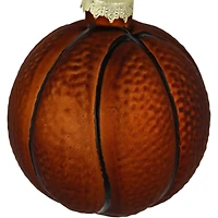 Basketball Glass Christmas Hanging Ornament - 3.5" - Orange and Black