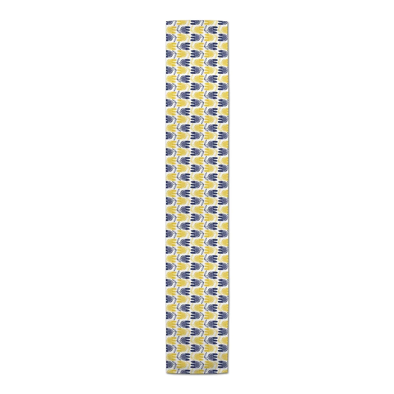 Mid Mod Yellow & Navy Florals Outdoor Table Runner