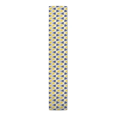 Mid Mod Yellow & Navy Florals Outdoor Table Runner