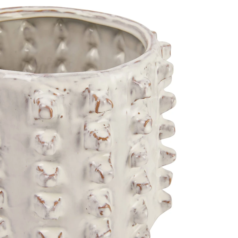 Hello Honey® 11" Ivory Stoneware Sculptural Planter with Raised Dots