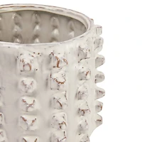 Hello Honey® 11" Ivory Stoneware Sculptural Planter with Raised Dots