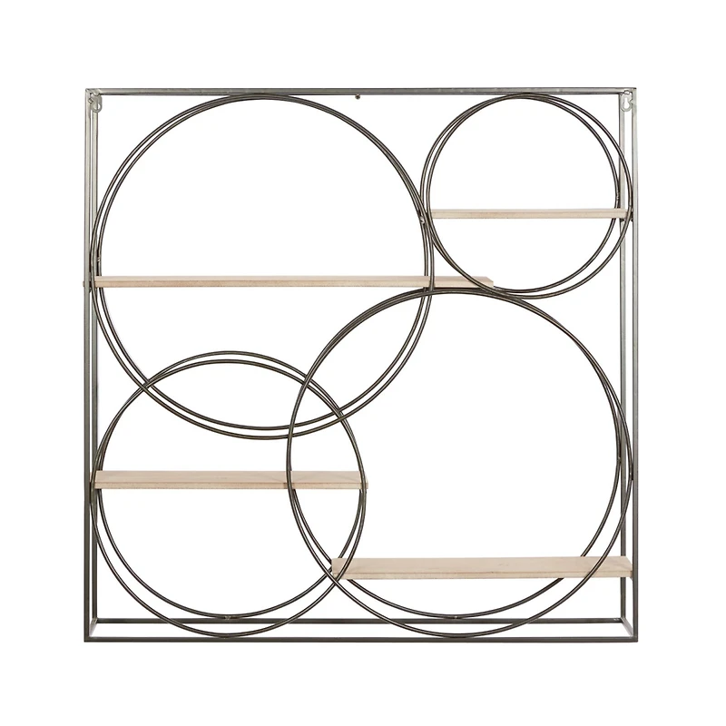 Gray Metal Contemporary Wall Shelf, 32" x 32" x 7"