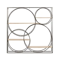 Gray Metal Contemporary Wall Shelf, 32" x 32" x 7"