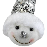 Snowman Head with Sequin Santa Hat Christmas Ornament - 6"