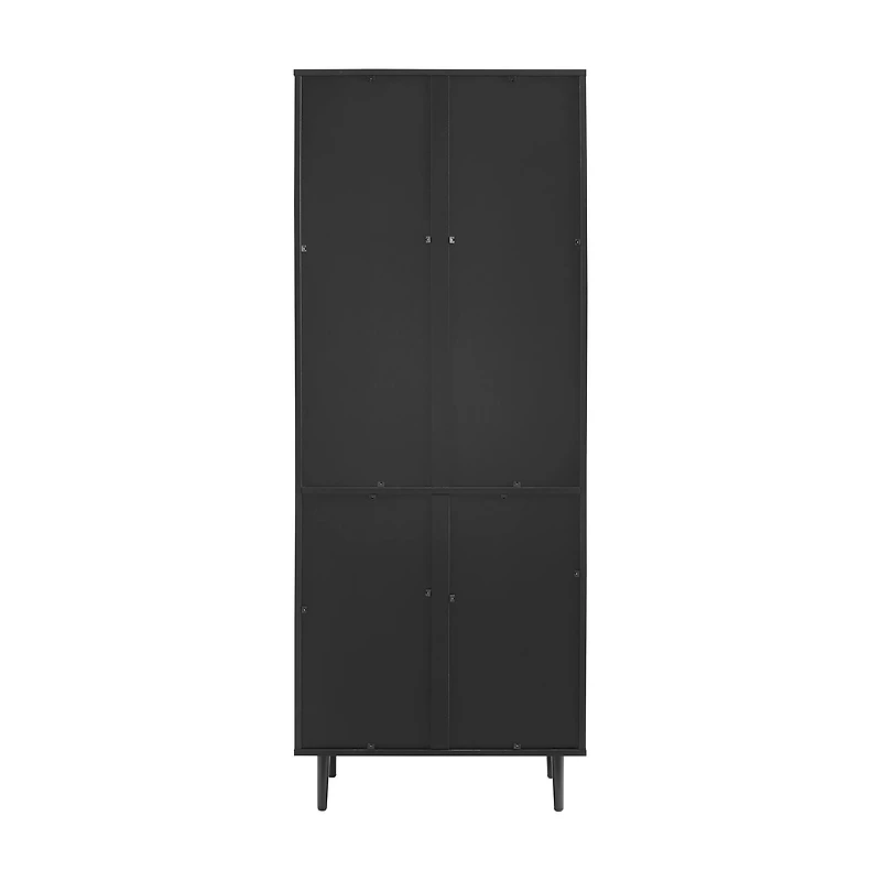 Walker Edison 68" Solid Black Hutch with Bookmatch Doors