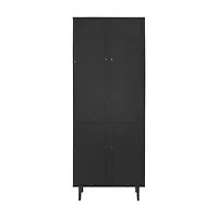 Walker Edison 68" Solid Black Hutch with Bookmatch Doors