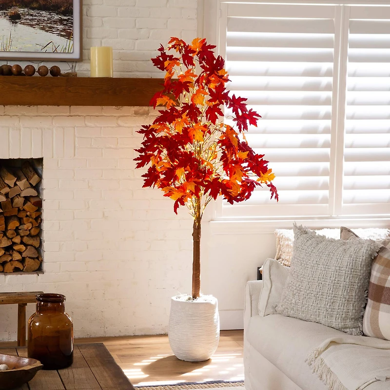 7ft. Pre-Lit Autumn Weeping Maple Artificial Fall Tree with 450 Warm White LED Lights