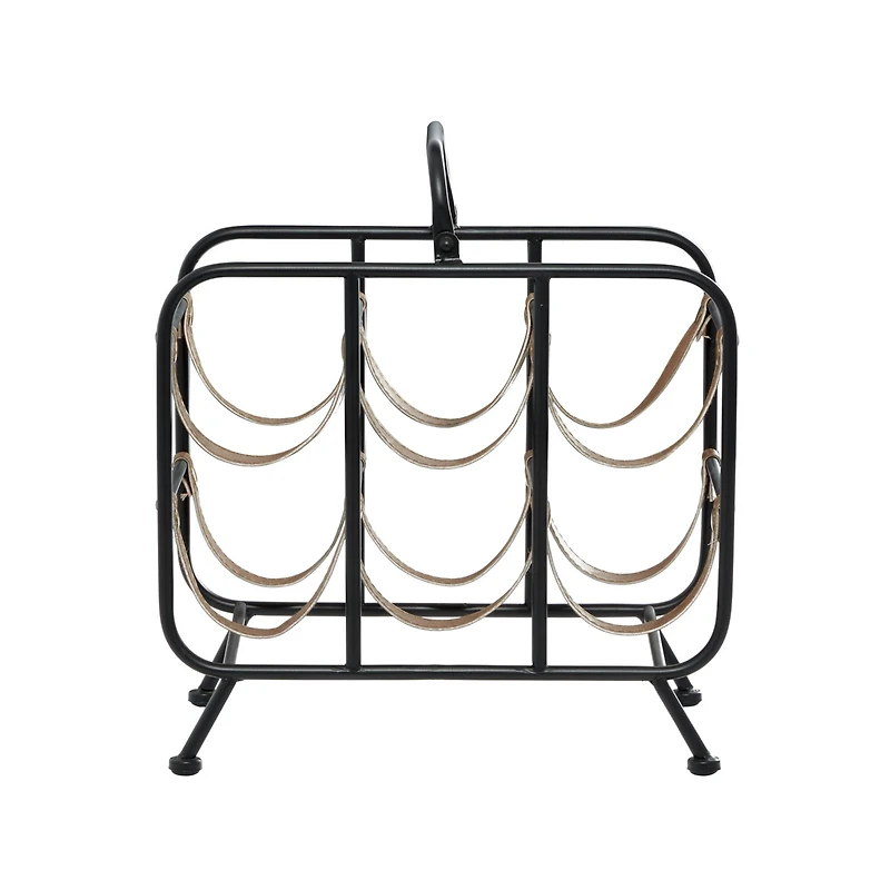 16" Black Metal Contemporary Wine Rack