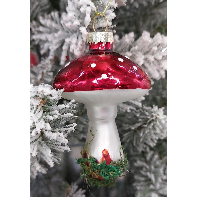 Wizardi 8.27" x 11.81" Glass Mushroom Christmas Ornament, 1pc.