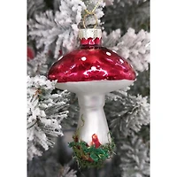 Wizardi 8.27" x 11.81" Glass Mushroom Christmas Ornament, 1pc.