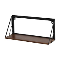 Honey Can Do Small Walnut Mid Century Modern Wall Mounted Shelf