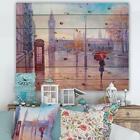 Designart - Big Ben and Woman With Red Umbrella In London