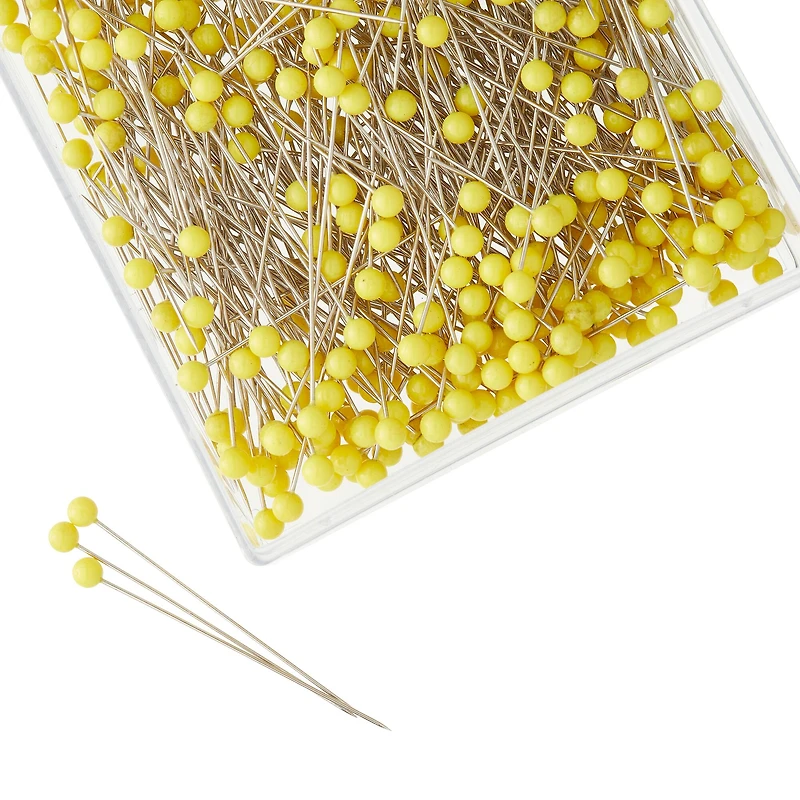 12 Packs: 500 ct. (6,000 total) 1.75" Yellow Ball Quilting Pins by Loops & Threads™