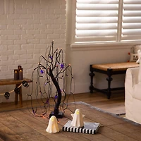 2ft. Pre-Lit Halloween Artificial Black Spooky Spider Willow Tree with 60 Orange & Purple LED Lights