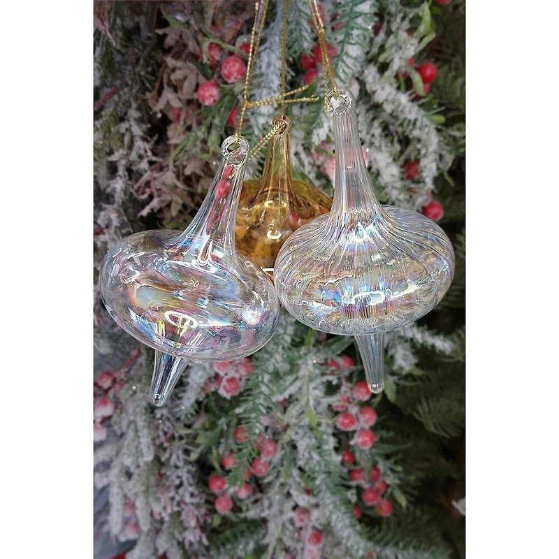 Wizardi 6" White Twisted Spire Glass Christmas Ornament