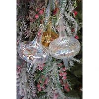 Wizardi 6" White Twisted Spire Glass Christmas Ornament