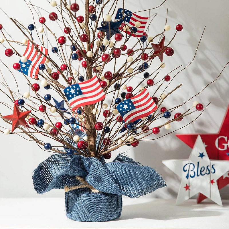 Glitzhome® 20" Patriotic America Berry Table Tree