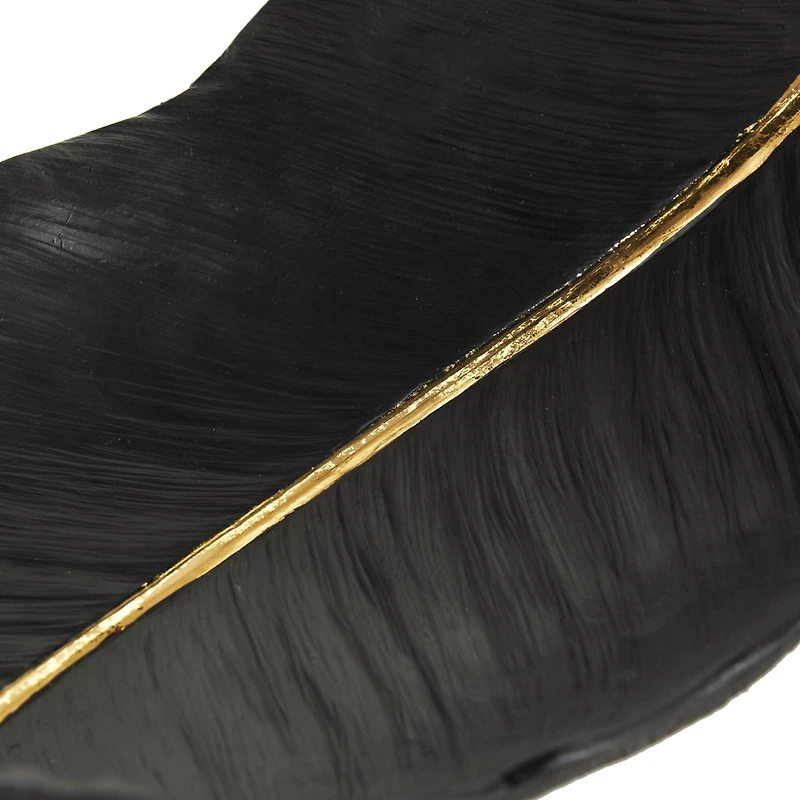 CosmoLiving by Cosmopolitan 13" Black Feather Decorative Bowl