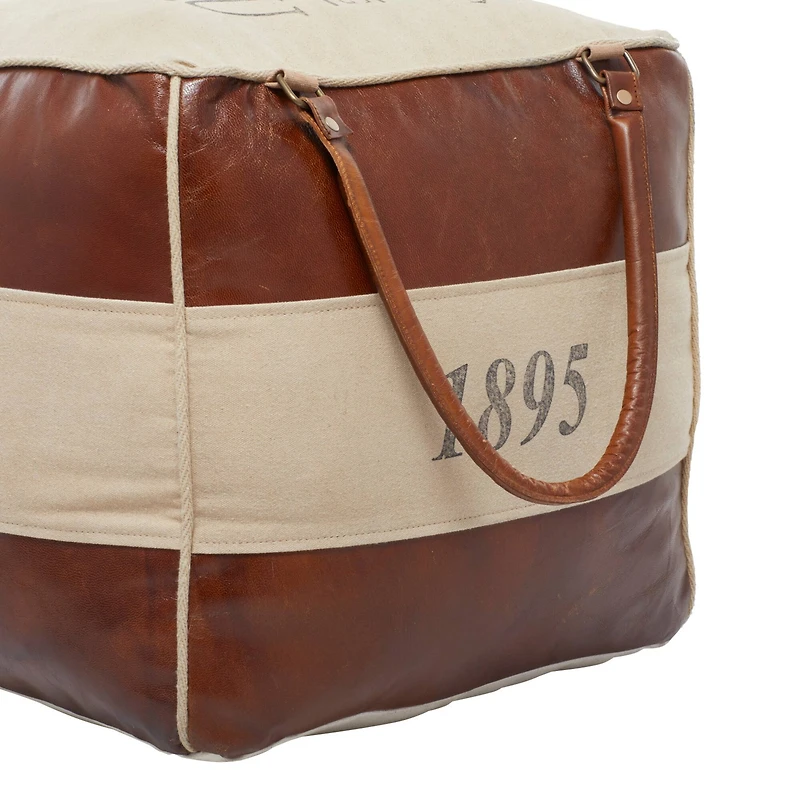 Brown Canvas Rustic Stool, 19" x 21" x 20"