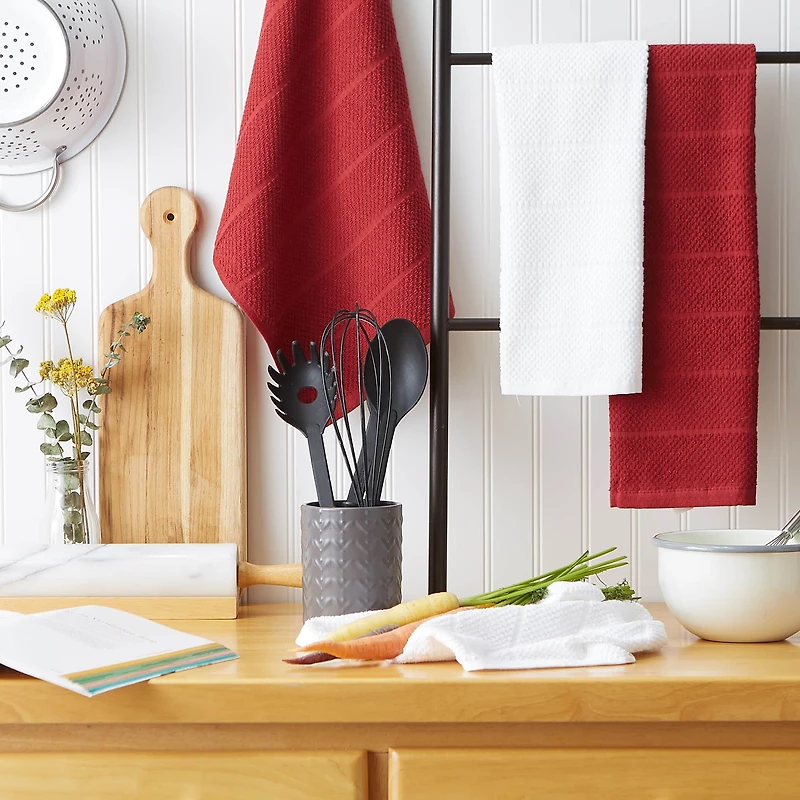 DII® Assorted Barn Red Basic Chef Terry Dishtowel (Set of 4)